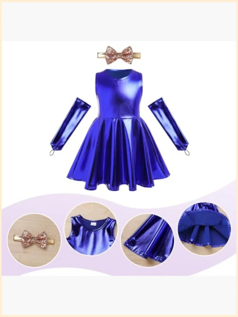 Toddler Metallic Pleated Dance Dress with Arm Sleeves